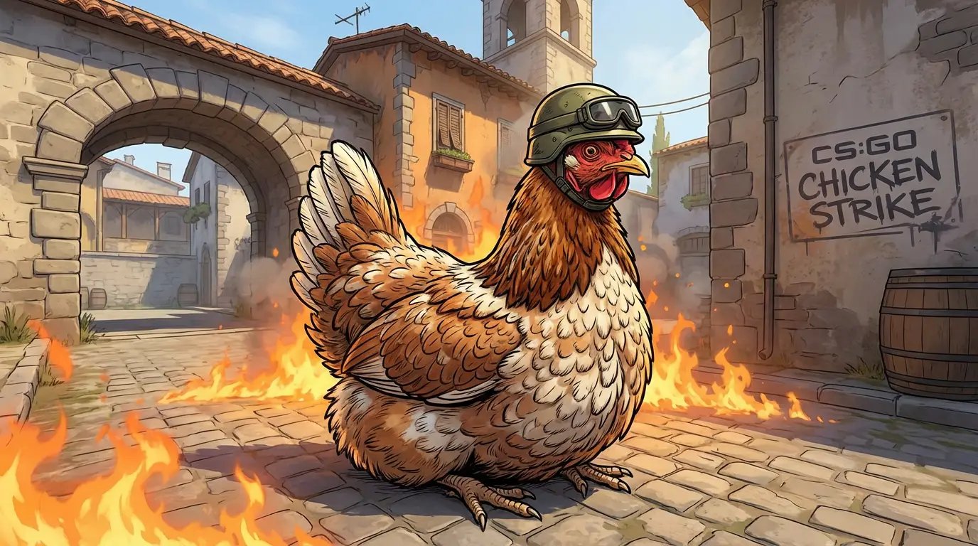 A CT holding the bombsite on Cobblestone with a FAMAS